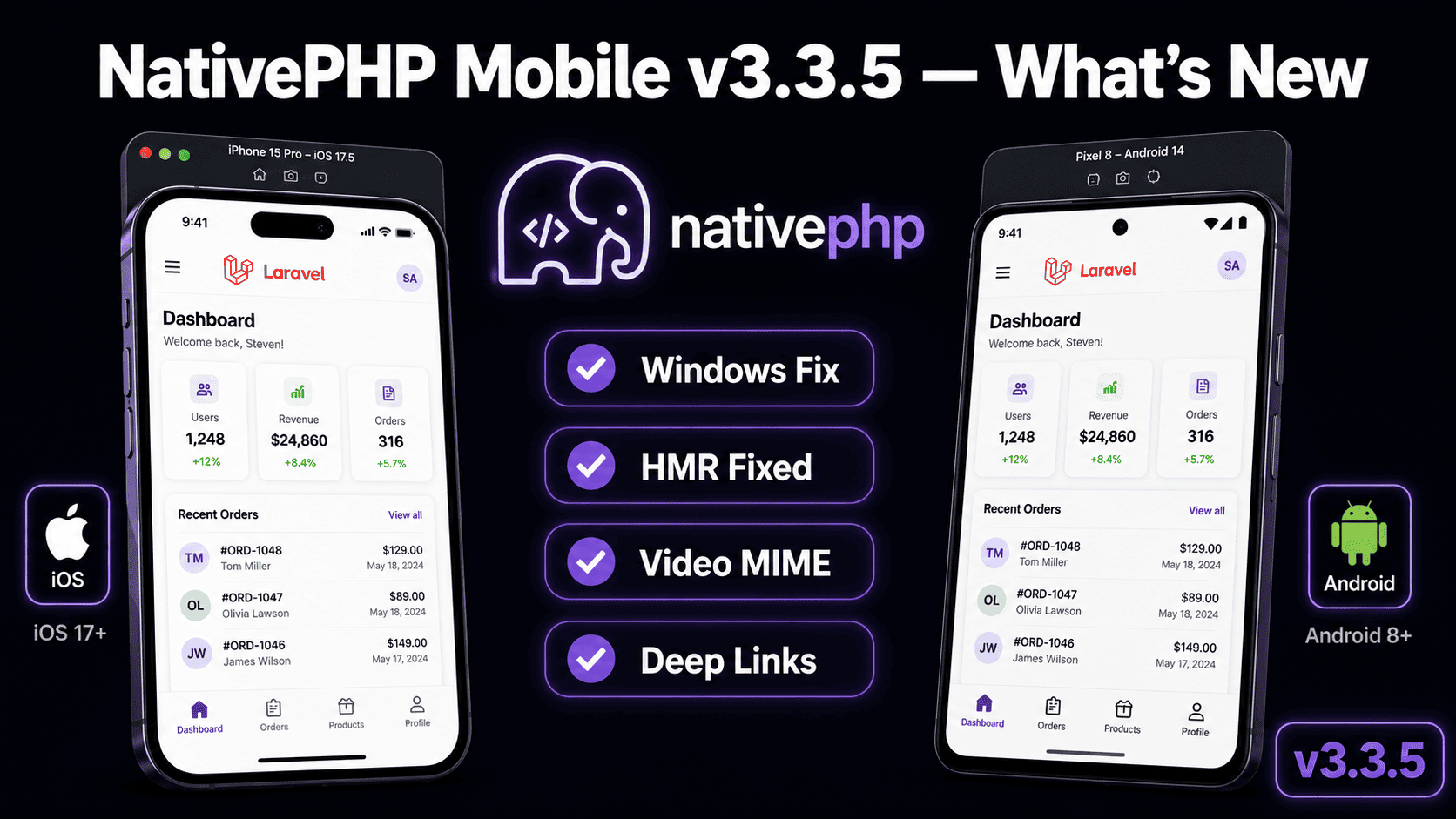 NativePHP Mobile v3.3.5 — Fix Windows, HMR, Video MIME, dan Lebih ...