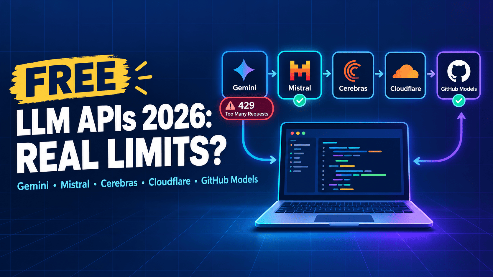 Free LLM APIs in 2026: Gemini, Mistral, Cerebras, Cloudflare, GitHub Models — Real Limits?